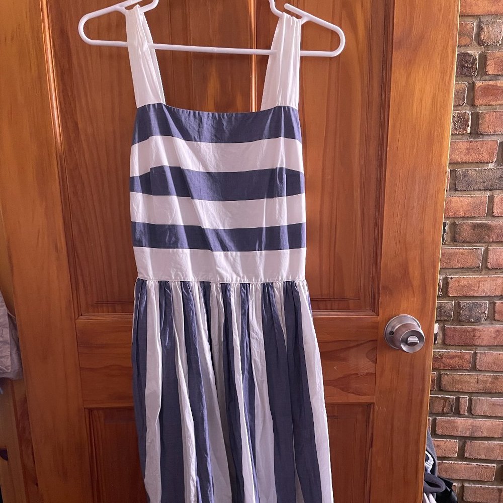 Cos Blue and White Linen Dress Size 4